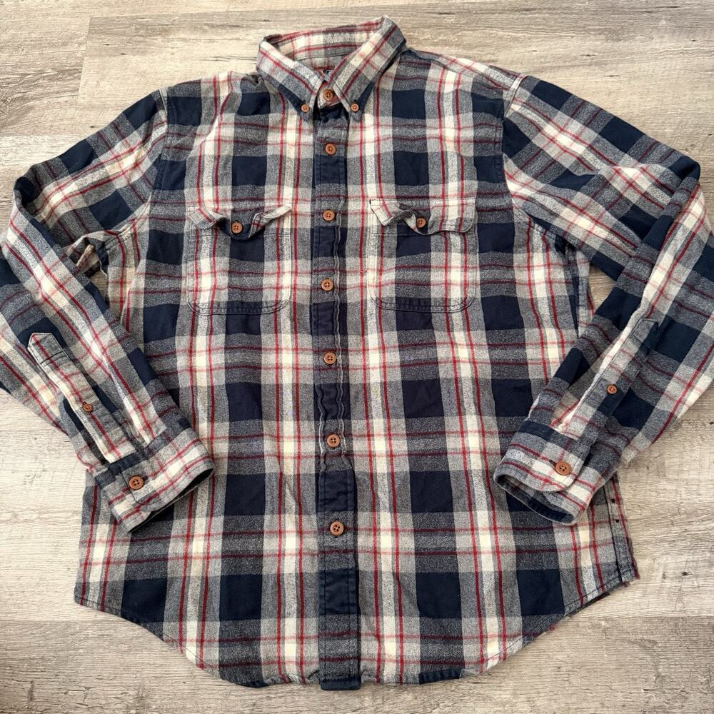 Abercrombie & Fitch Flannel Shirt Mens Medium Gray Plaid Long Sleeve Button Up